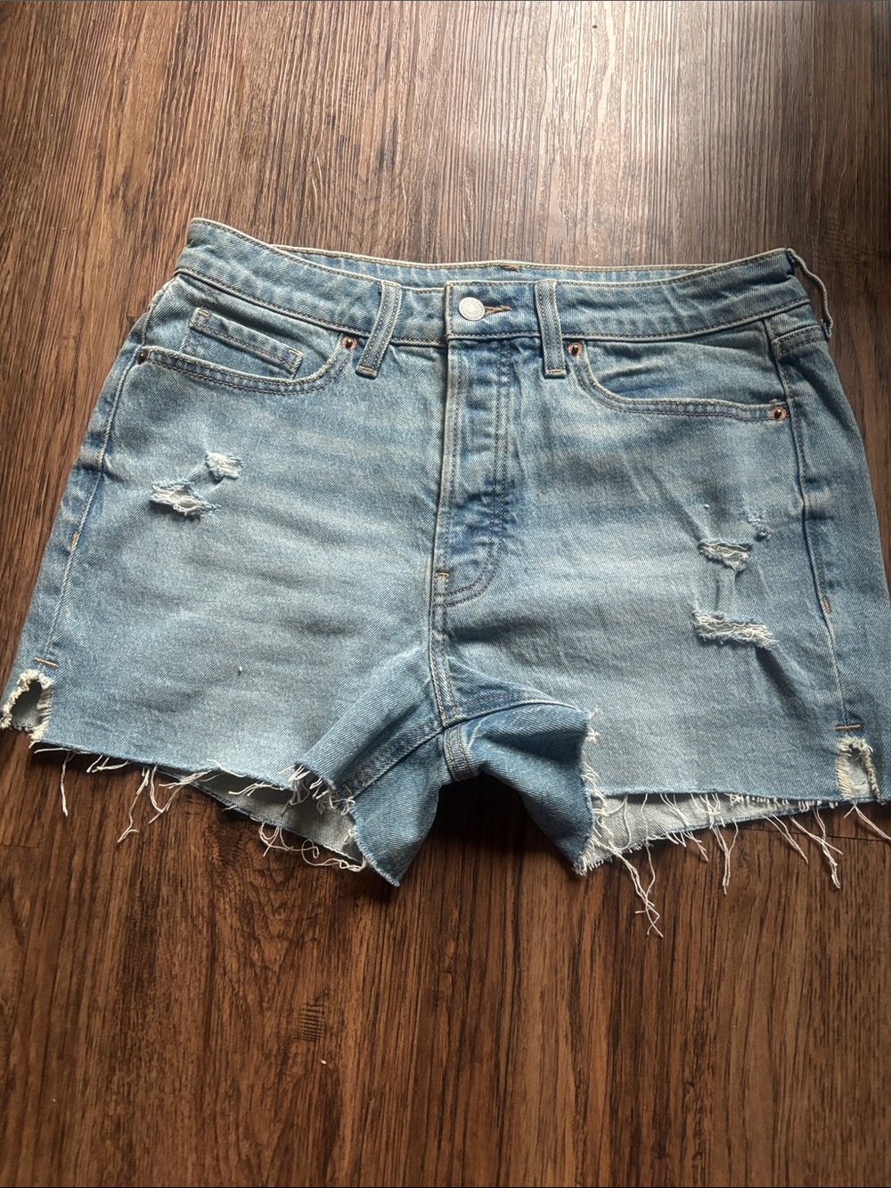Old Navy OG Straight High Rise Distressed Shorts 8
